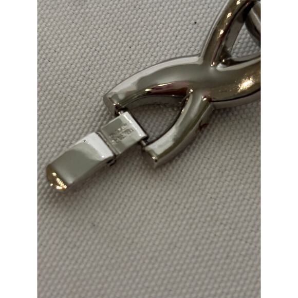 Vintage silver Faux Sapphire CLEAR RHINESTONE baquette TRIFARI BRACELET 7” - Picture 6 of 8